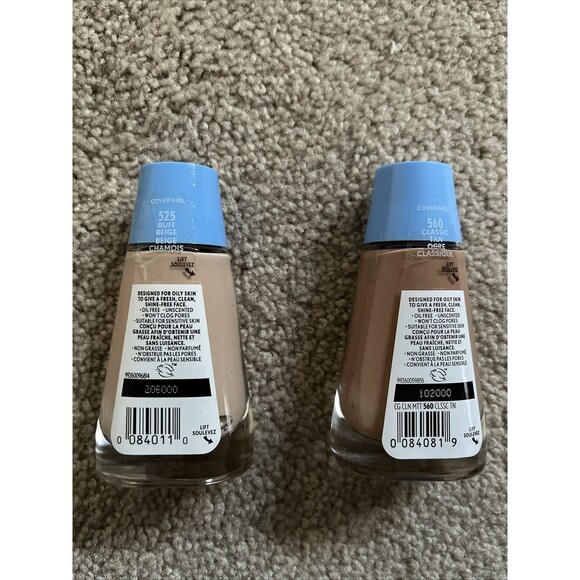 Covergirl Clean Matte Liquid Foundation #525 Buff Beige & #560 Classic Tan Lot 2 - Picture 2 of 2